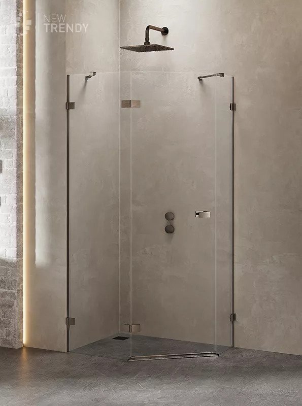 New Trendy Avexa Gunmetal Brushed Kabina Pięciokątna L 100x80x200 Czyste 6mm Active Shield (EXK-3838)